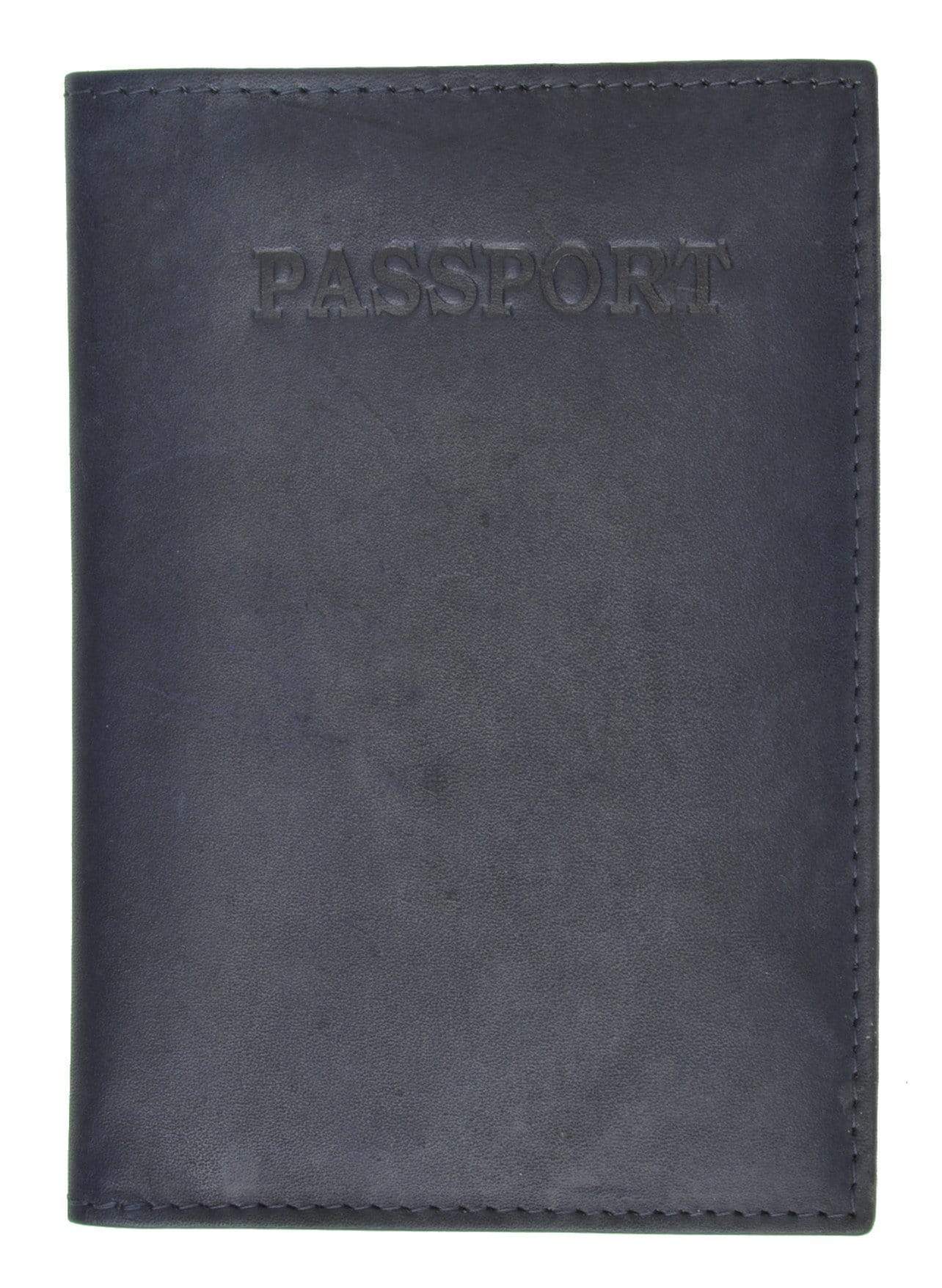 Genuine Leather Passport Cover Holder Wallet Case Travel Many Colors 601 CF BLIND (C)-menswallet