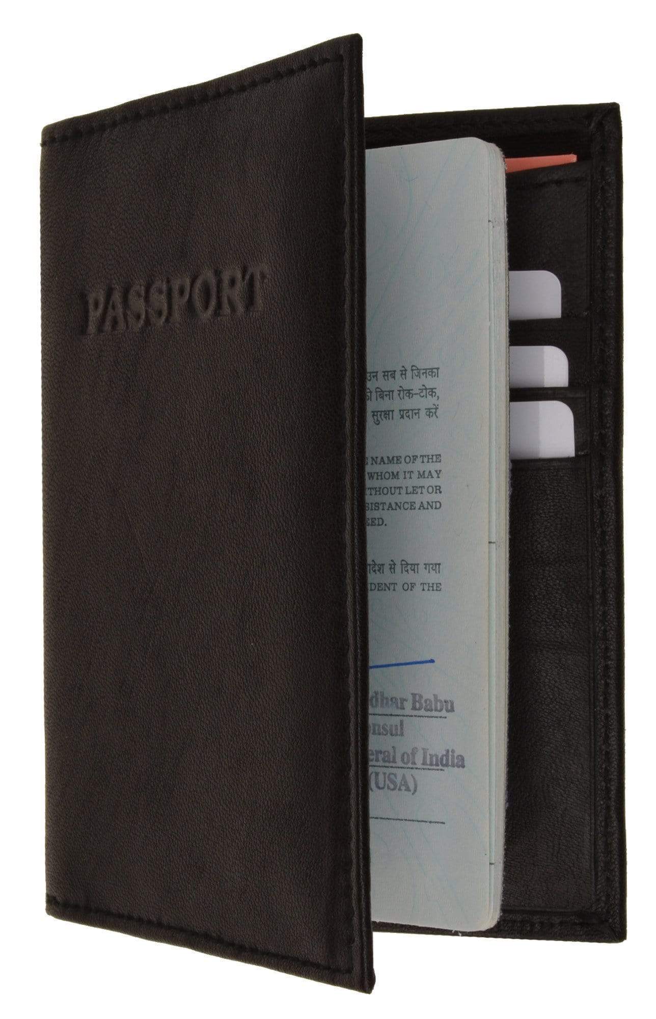 Genuine Leather Passport Cover Holder Wallet Case Travel Many Colors 601 CF BLIND (C)-menswallet