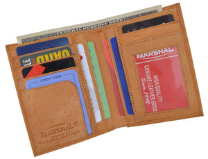 Genuine Leather Tall Bifold Card ID Holder Wallet 739 CF-menswallet