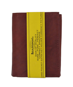 Genuine Leather Trifold ID Credit Card Holder Wallet Mens 3555 CF-menswallet