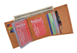 Genuine Leather Trifold ID Credit Card Holder Wallet Mens 3555 CF-menswallet