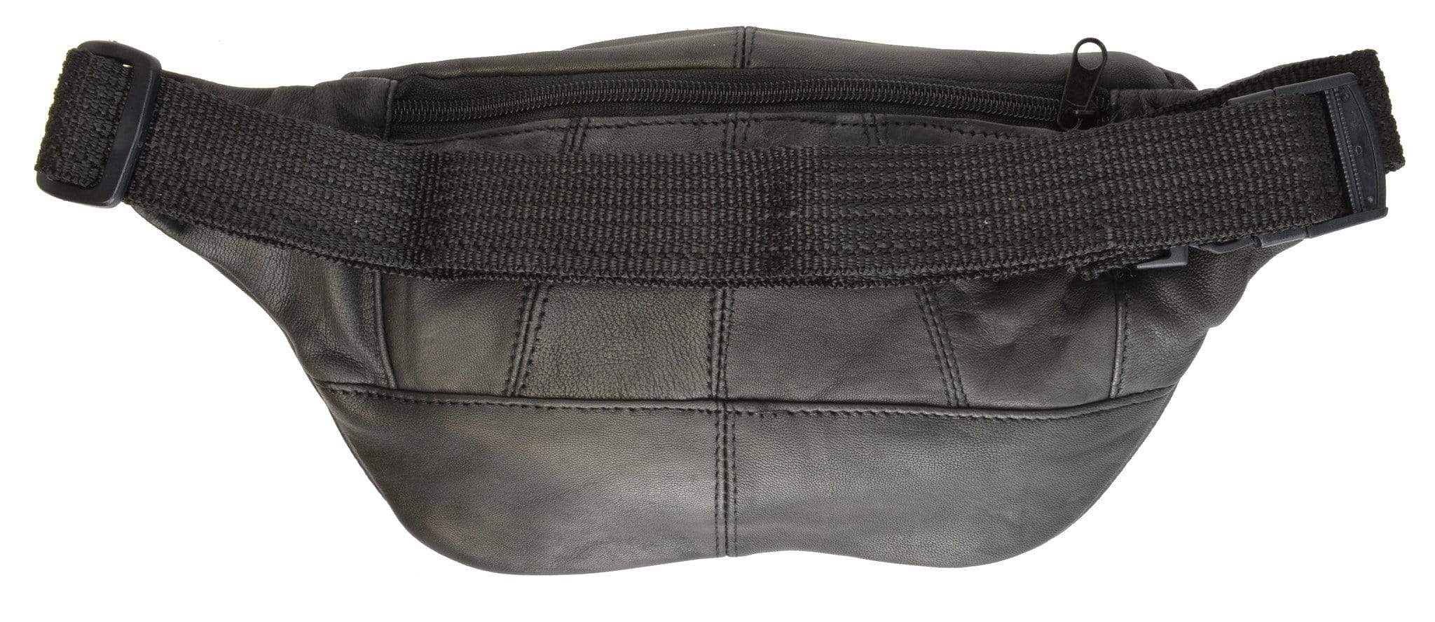 Black Belt Bag Pouch for Men Women Leather Phone Waist Purse 