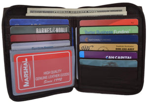 Genuine Mens Leather Zippered Card ID Holder Wallet 702 CF-menswallet
