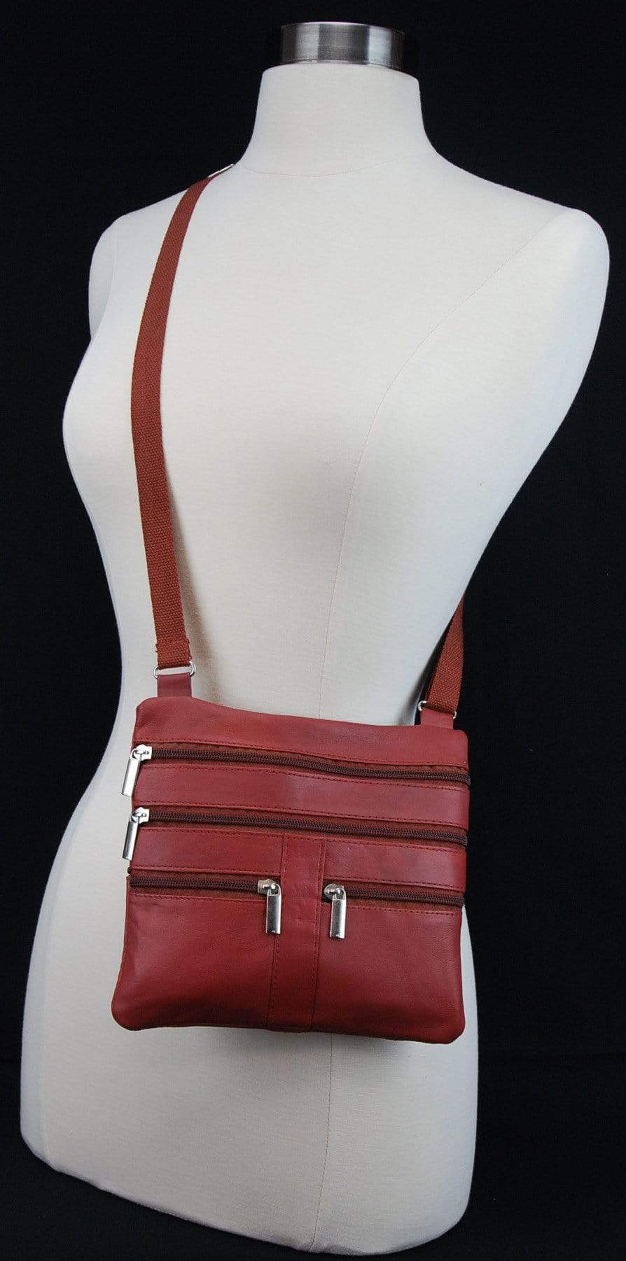 RFID Blocking Genuine Leather Crossbody Bag With Shoulder Strap