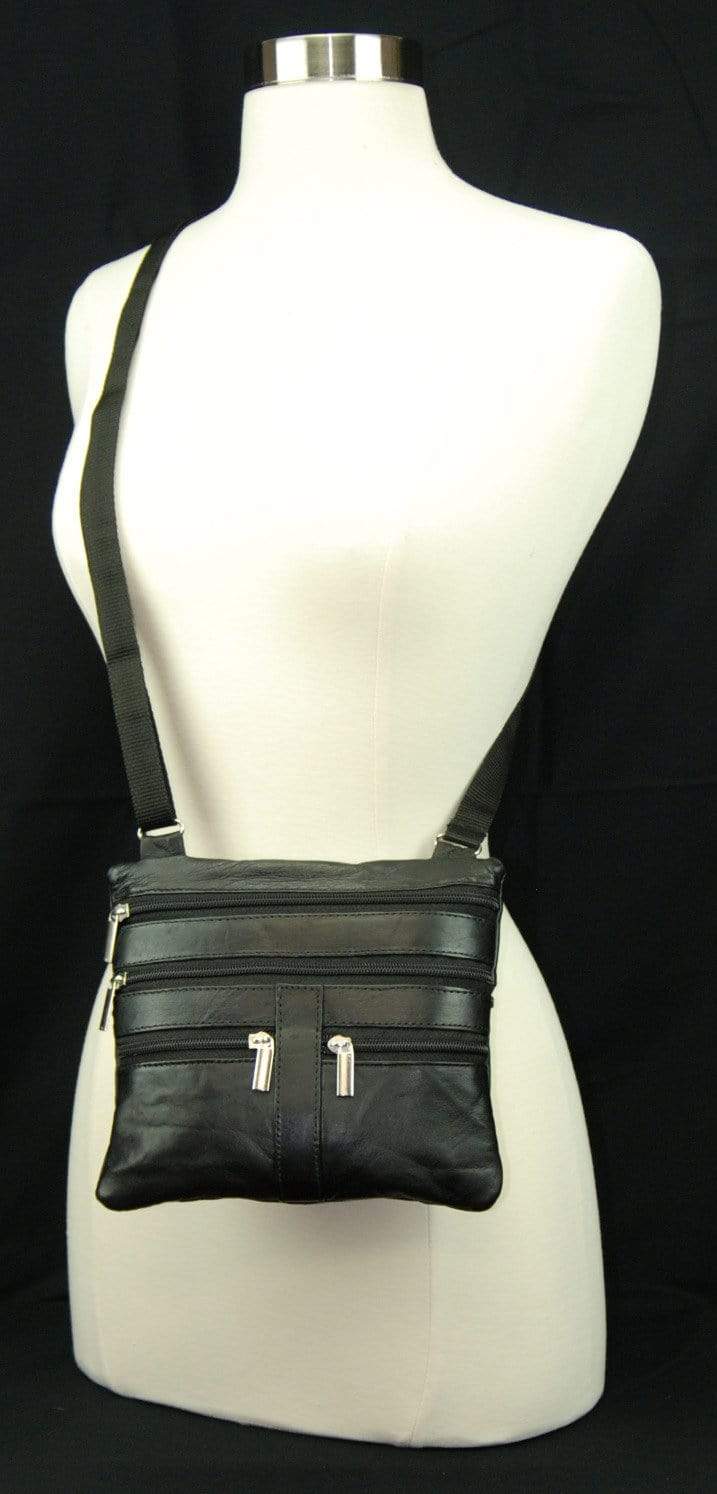 Genuine Soft Leather Cross Body Bag Purse Shoulder Bag 5 Pocket Organizer Micro Handbag Travel Wallet Many Colors - wallets for men's at mens wallet