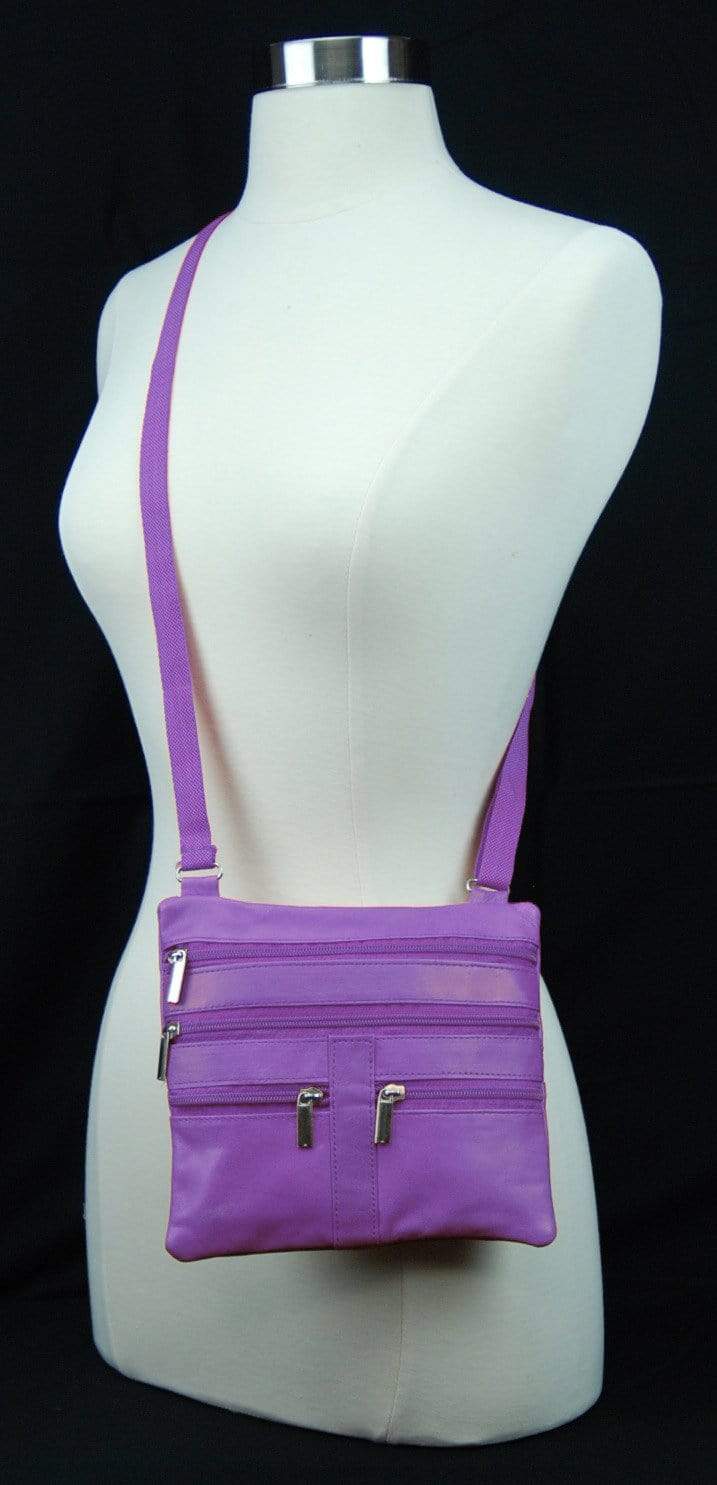 Genuine Soft Leather Cross Body Bag Purse Shoulder Bag 5 Pocket Organizer Micro Handbag Travel Wallet Many Colors - wallets for men's at mens wallet