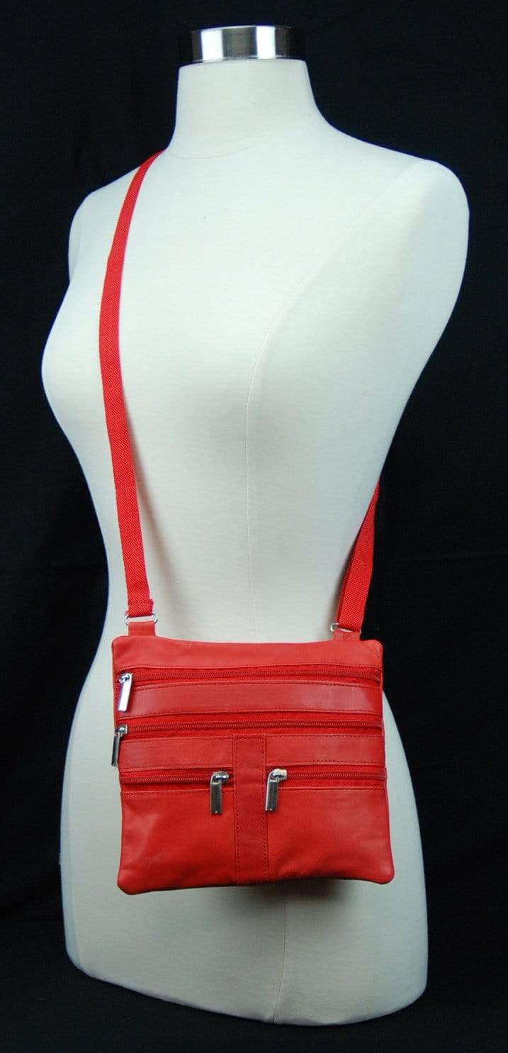 Genuine Soft Leather Cross Body Bag Purse Shoulder Bag 5 Pocket Organizer Micro Handbag Travel Wallet Many Colors - wallets for men's at mens wallet