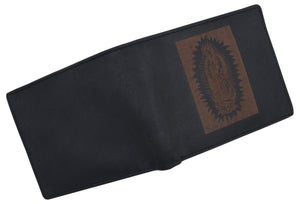 Guadalupe Virgin Logo RFID Genuine Leather Mens Bifold Wallet-menswallet