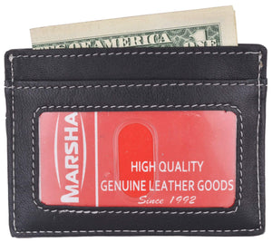 Handmade Genuine Leather Unisex Slim Super Thin Card Holder With ID Card Window 270-menswallet