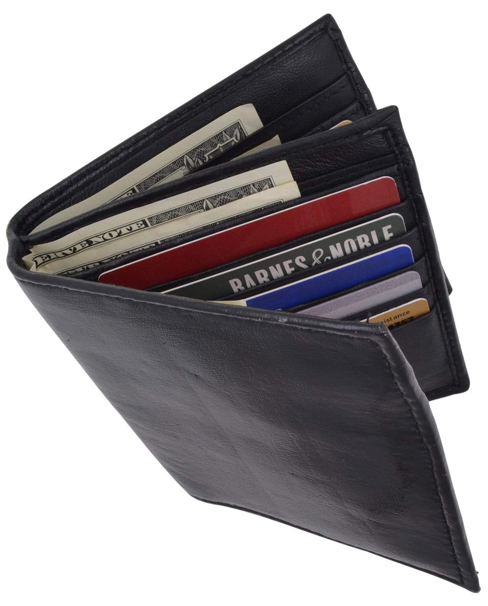 Marshal Essentials Deluxe Men's Hipster Wallet - Genuine Leather Slim Wallet With ID Window & Multiple Card Slots (Black) - View #11