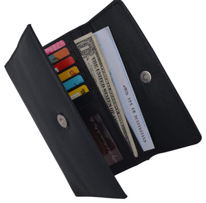 Ladies RFID Blocking Genuine Leather Long Clutch Credit Card ID Wallet-menswallet