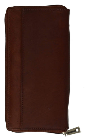Ladies Slim Checkbook Style Leather Wallet Purse Clutch 7575 CF (C)-menswallet