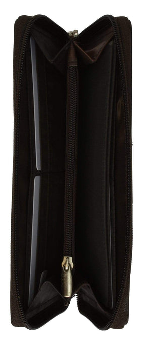 Ladies Slim Checkbook Style Leather Wallet Purse Clutch 7575 CF (C)-menswallet