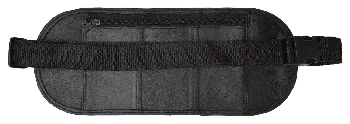 Black Leather Fanny Pack Waist Bag Pouch Travel Purse New Belt Pocket Adjustable 332 (C)-menswallet