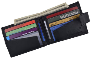 Leather Zippered Middle Pocket Bifold Wallet with Snap Enclosure 1188-menswallet