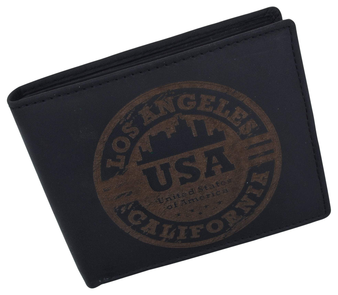 Los Angeles Mens RFID Genuine Leather Card ID Bifold Wallet - wallets for men's at mens wallet