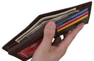 Los Angeles Mens RFID Genuine Leather Card ID Bifold Wallet-menswallet