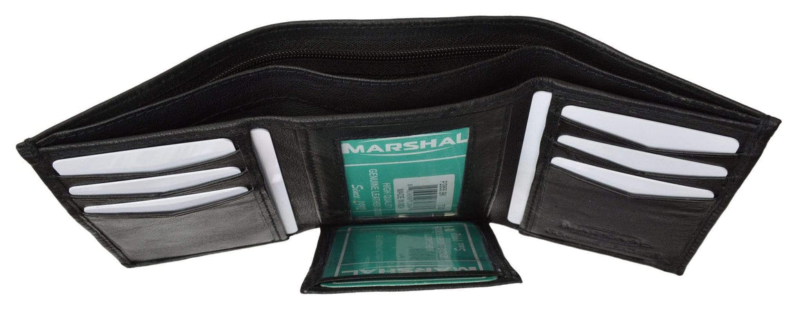 Men's Flap Down ID Window Premium Leather Trifold Wallet P 2855 (C)-menswallet