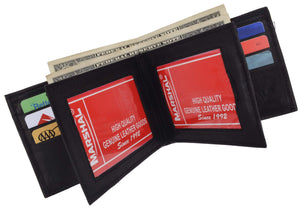 Men's Genuine Leather Multi Pocket 3 ID Windows Wallet 1852 CF-menswallet
