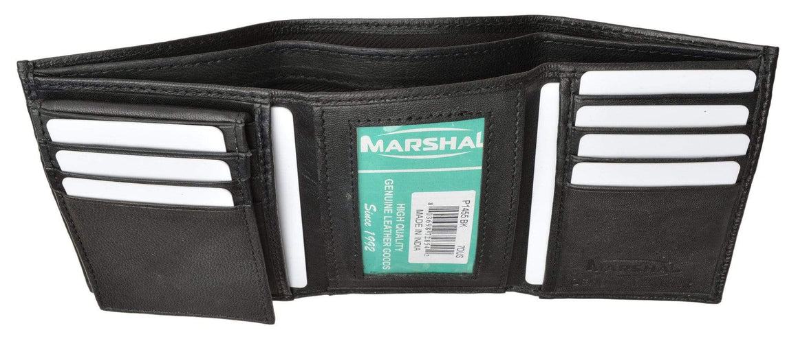 Men's Leather Trifold Wallet Removable Flip Up ID Window P 1455 (C)-menswallet