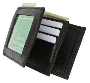 Men's Premium Leather Bifold Middle Flap Double Outside ID Card Holder Wallet P 1659 (C)-menswallet