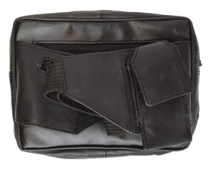 Men Women Leather Waist Pouch Fanny Pack Multiple Pockets Cellphone Holder 406 (C)-menswallet