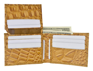 Mens Alligator Pattern Flap Up ID Card Holder Bifold Wallet 5553 CR-menswallet