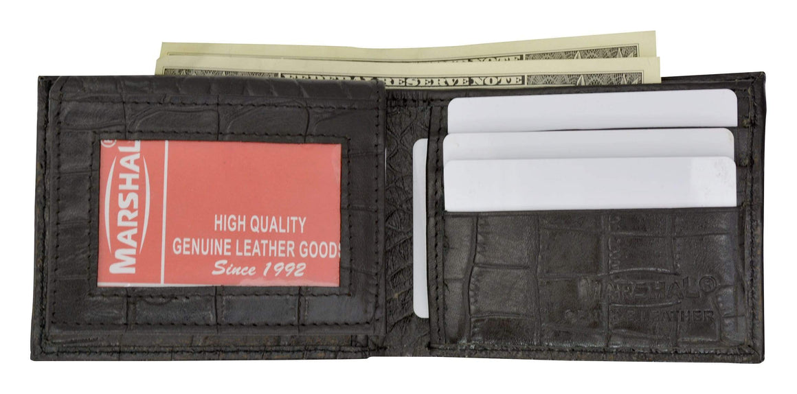 Mens Alligator Pattern Flap Up ID Card Holder Bifold Wallet 5553 CR - wallets for men's at mens wallet