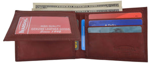 Mens Authentic Leather Regular Bifold Wallet with Flap ID Window 53 CF-menswallet