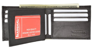 Mens Black Bifold Card ID Key Holder Genuine Leather Wallet 2552-menswallet