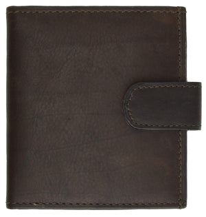 Mens Cowhide Leather Credit Card Holder Trifold Wallet with Snap Enclosure 1512 CF-menswallet