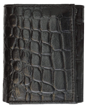 Mens Genuine Leather Alligator Pattern Classic Trifold Wallet 5555 CR-menswallet