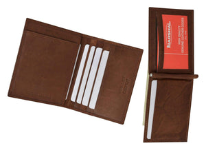 Mens Genuine Leather Bifold Credit Card ID Holder Money Clip Wallet Flap Up 1762 (C)-menswallet
