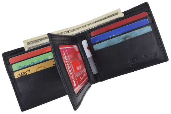marshal-black-mens-genuine-leather-center-flap-id-card-holder-bifold ...