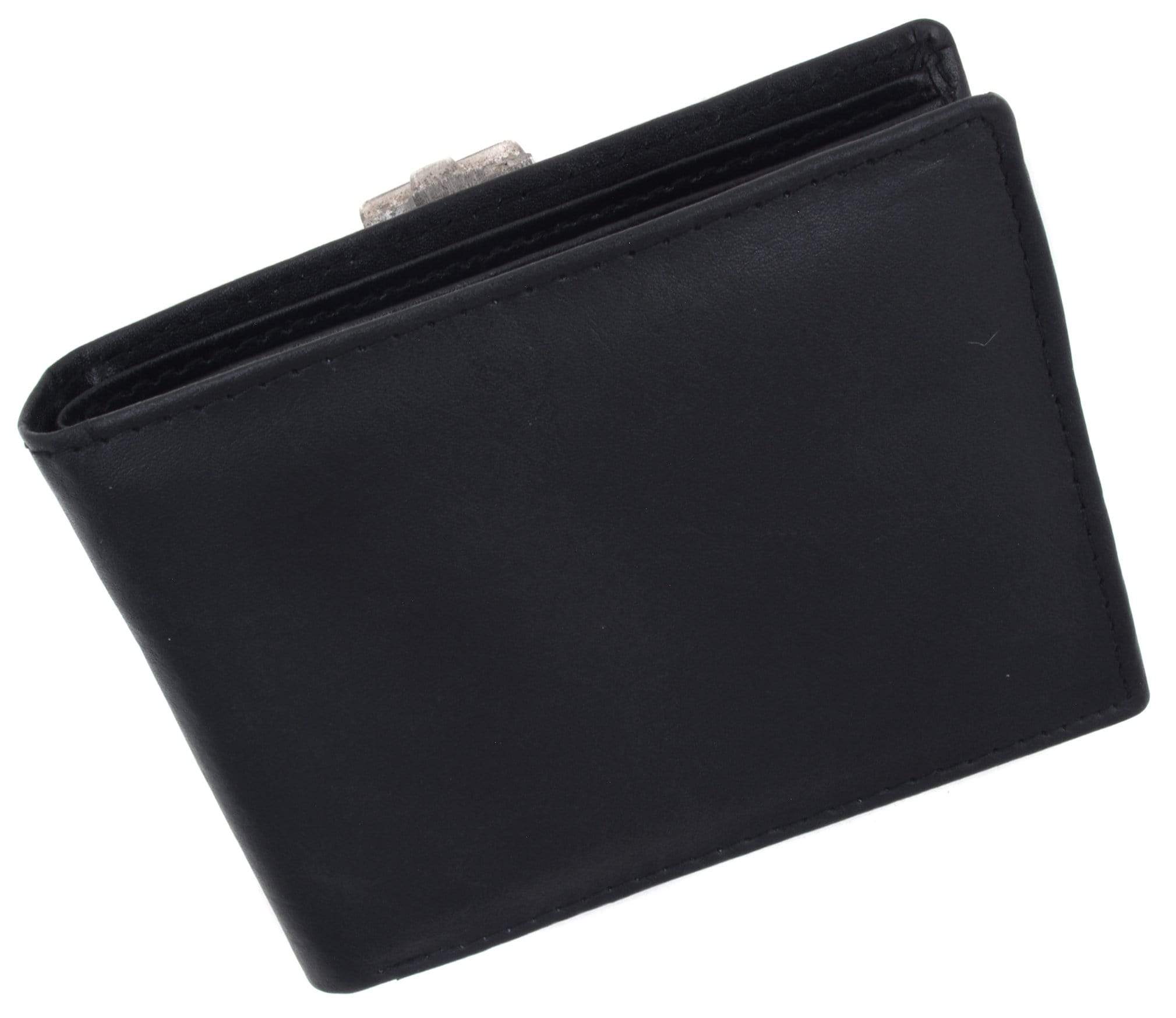 men women wallet purse cow Leather bank Card Case holder bifold bag black  H295