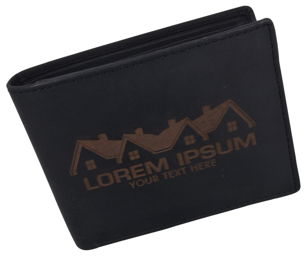 Mens Genuine Leather Real Estate Logo RFID Bifold Wallet Gift Promo - wallets for men's at mens wallet