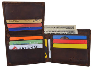 Mens Genuine Leather Real Estate Logo RFID Bifold Wallet Gift Promo-menswallet
