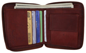 Mens Genuine Leather Zip Around Bifold Wallet with Snap Down Coin Purse 1356 CF-menswallet