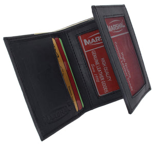 Mens Lambskin Leather Trifold Multi Card Holder Outside ID Window Wallet 1355-menswallet