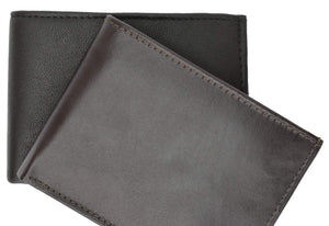 Mens Leather Bifold Wallet W/Leather Protected Case of Plastic Insert 576-menswallet