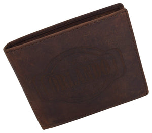 Mens Orlando Printed Logo RFID Cowhide Leather Mens RFID Wallet-menswallet