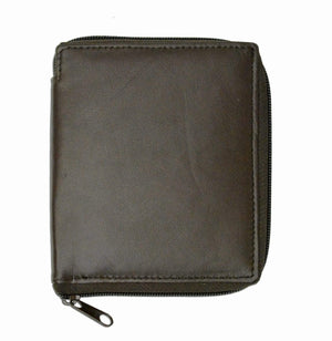 Mens Premium Soft Leather Bifold Zippered ID Wallet P 702 (C)-menswallet