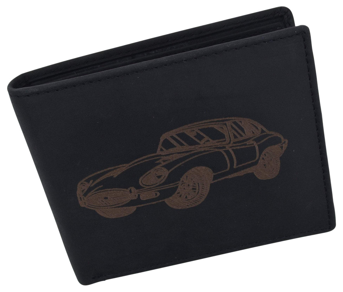 Mens Shelby Cobra Car Logo RFID Leather Bifold Flap Card ID Holder Wallet-menswallet