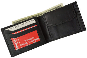 Mens Side Flap Lambskin Leather Bifold Coin Pouch Wallet 1953-menswallet
