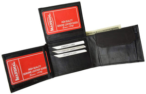 Mens Side Flap Lambskin Leather Bifold Coin Pouch Wallet 1953-menswallet