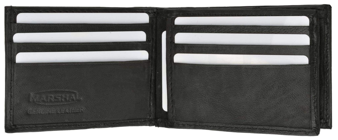 Mens Soft Leather Bifold Card Holder Wallet W/Outside Double ID Windows & Coin Pouch 1659 - wallets for men's at mens wallet
