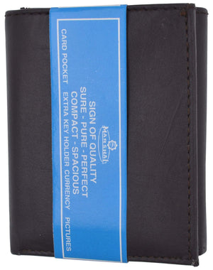 Mens Soft Leather Trifold Wallet with Vertical Card Slots and ID Window 1855-menswallet