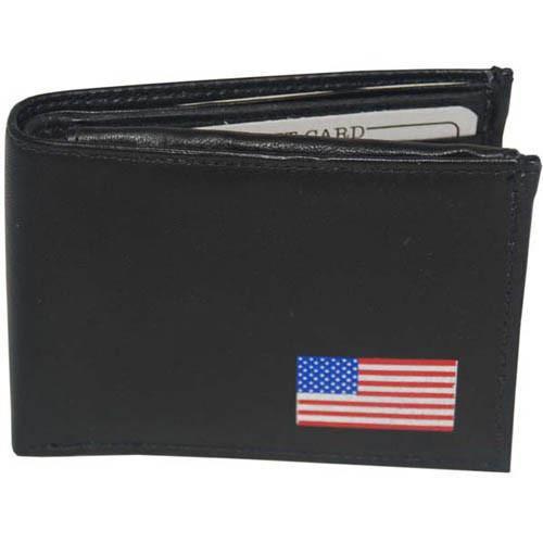 Mens Soft Leather USA Flag Patriotic Bifold Credit Card ID Wallet F 1160-menswallet
