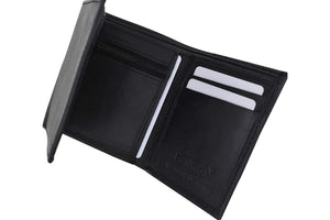 Mens Trifold Lambskin Wallet with Center Zipped Slot for Coins 564-menswallet