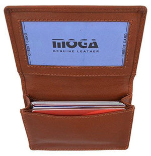 Moga Genuine Leather Business Card Holder Name Card Case Credit Card Wallet with ID Window-menswallet
